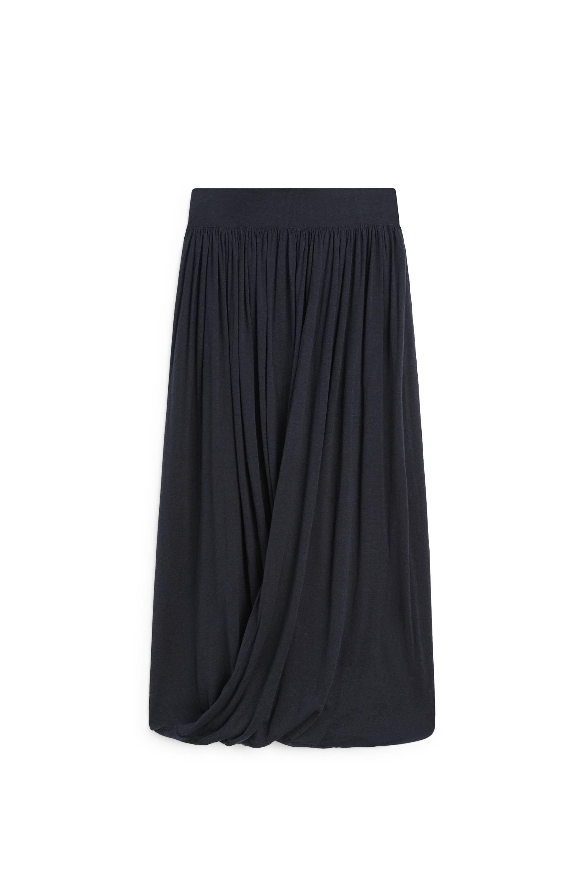 Draped balloon midi skirt - Navy blue | ZARA United States
