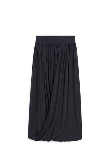 Zara Draped balloon midi skirt - Navy blue