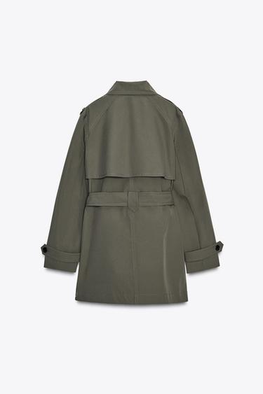 TRENCH CROISÉ DÉPERLANT ET COUPE-VENT - Kaki de Zara - Image 9