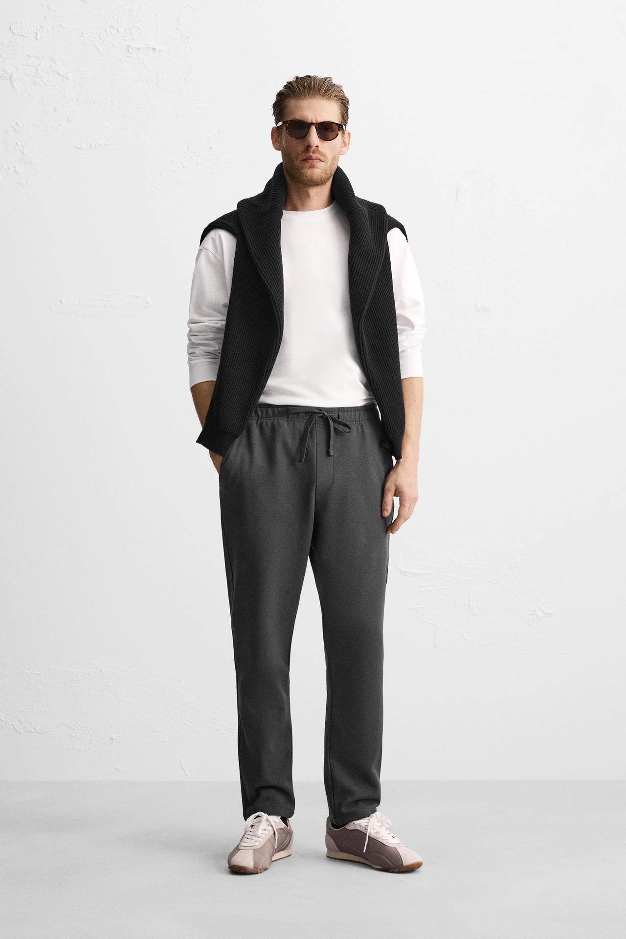 بنطلون بخصر JOGGER مريح - رمادي مزرق الخاص بـ Zara