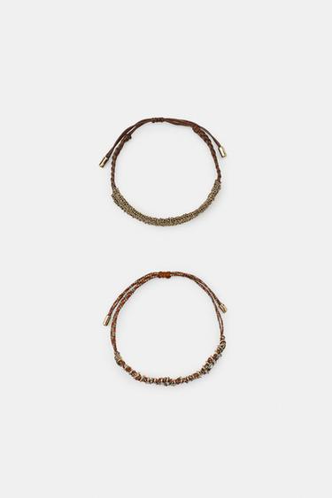 2ER-SET ARMBÄNDER IN NETZOPTIK MIT SCHMUCK - Goldfarben von Zara