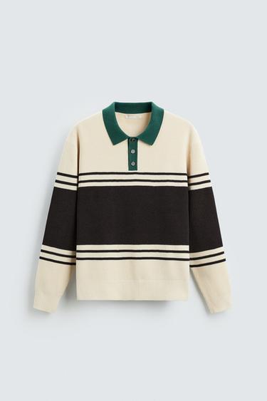 POLO DE MALHA TEXTURIZADA - Cru / Castanho da Zara