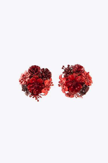 PENDIENTES MINI FLORES - Rojo de Zara