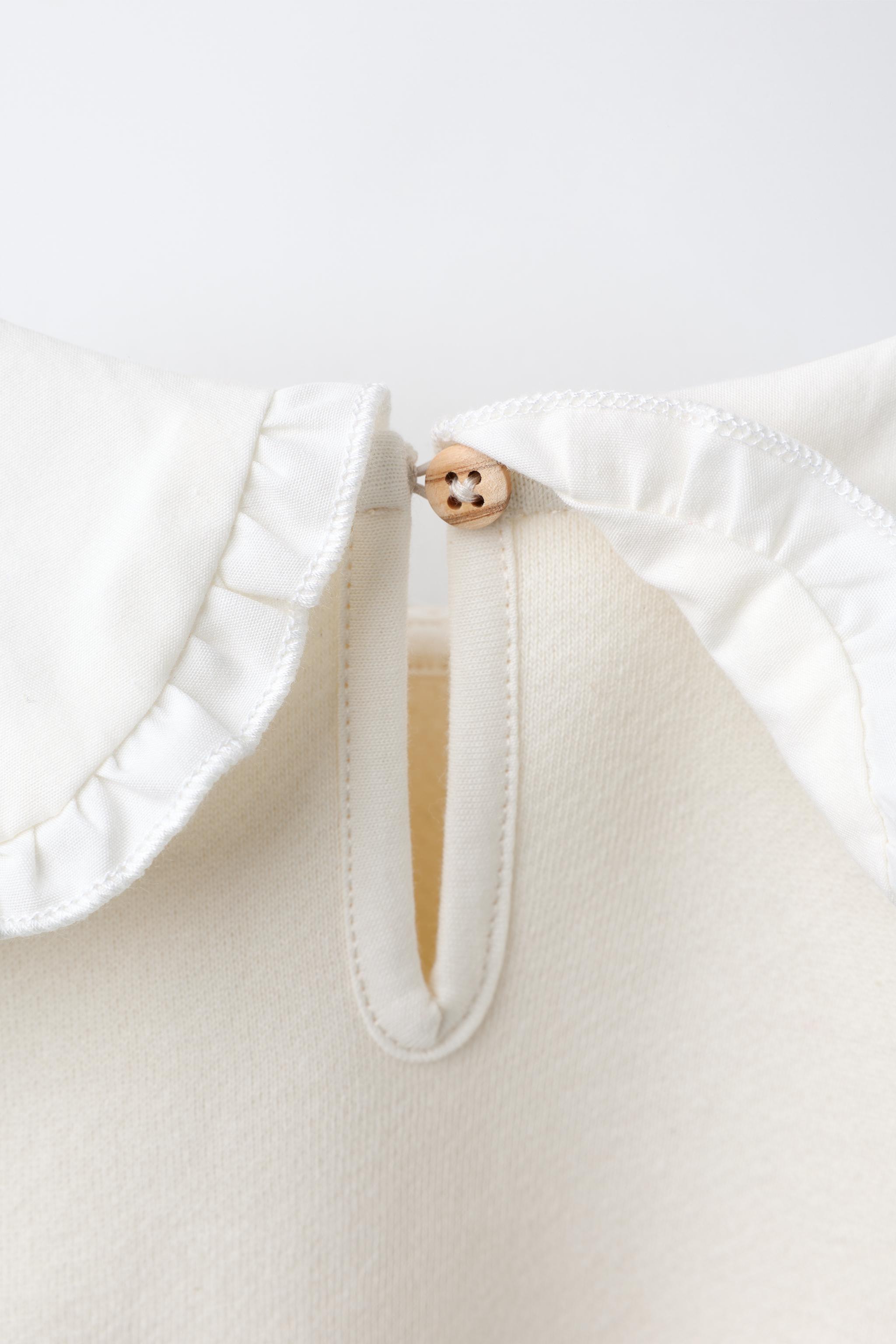 EMBROIDERED FLORAL COLLAR SWEATSHIRT