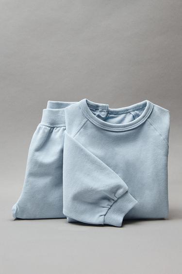 Zara SWEATSHIRT AND JOGGER PANTS SET - Light blue