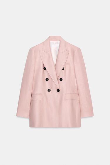 BLAZER CRUZADA 100% LINO - rosa claro de Zara