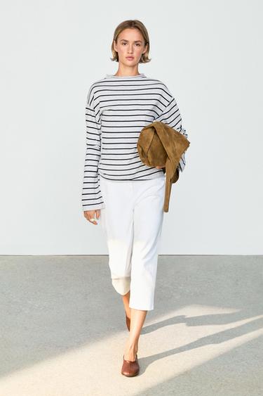 Jersey punto rayas 100% algodón - Gris vigoré de Zara