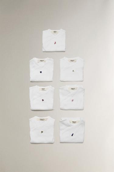 SET OF EMBROIDERED COTTON BODYSUITS (PACK OF 7) - Oyster-white by Zara - Image 0