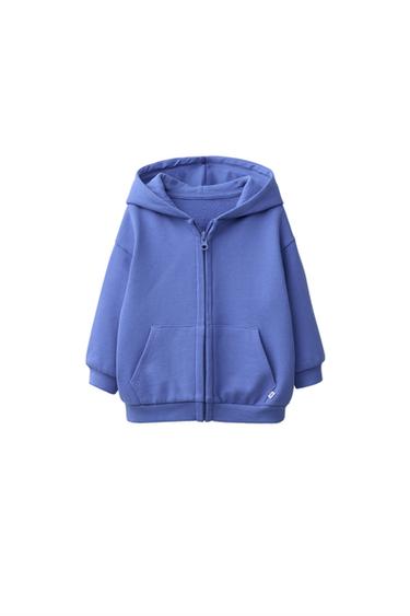 SWEAT UNI ZIPPÉ - Bleu de Zara