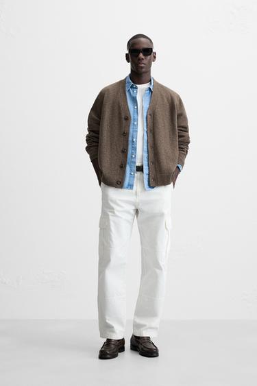 WOOL AND CASHMERE CARDIGAN - Dark mink by Zara