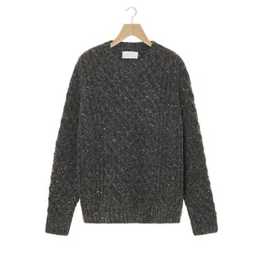 100% WOOL CABLE KNIT JUMPER WITH SPECKLES - Dark grey marl by Zara