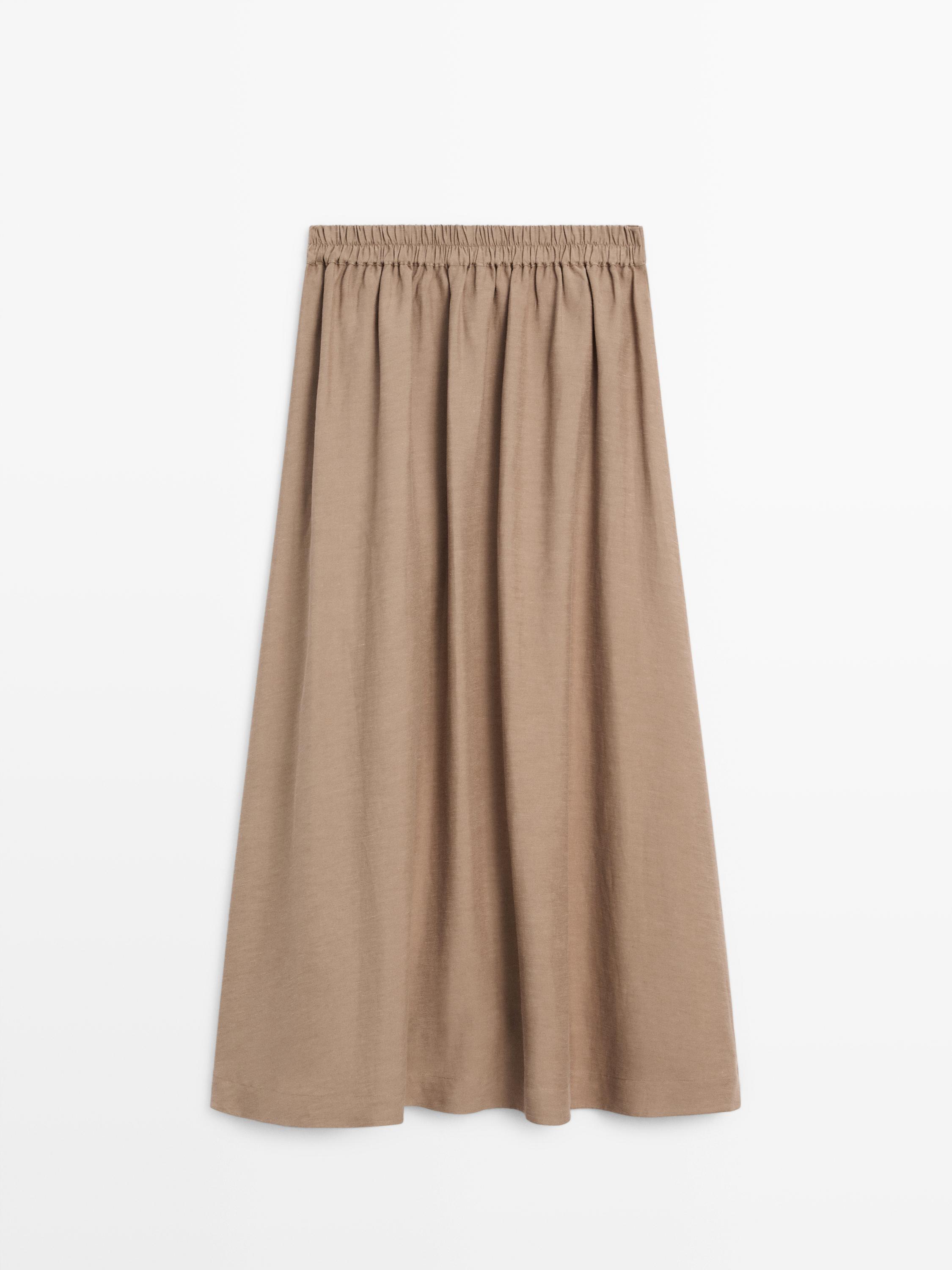 Flared midi skirt with elasticated waistband