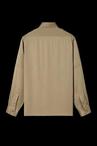 SATIN SHIRT WITH POCKETS BOBBY GILLESPIE X ZARA - Khaki by Zara