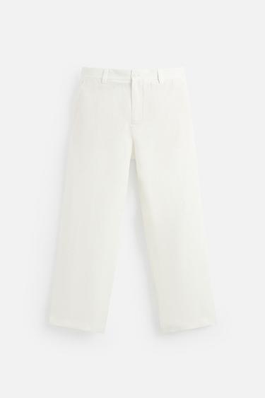 PANTALÓN TRAJE 100% LINO - Blanco de Zara