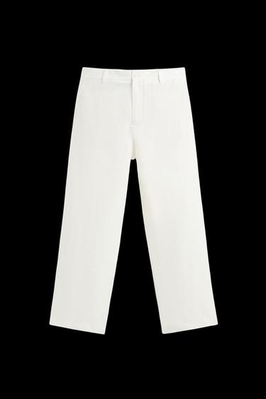 100% LINEN SUIT TROUSERS - White by Zara - Image 0