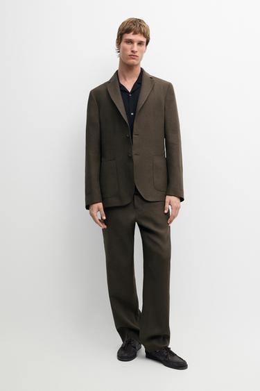 Americana traje lino - Marrón de Zara - Imagen 0