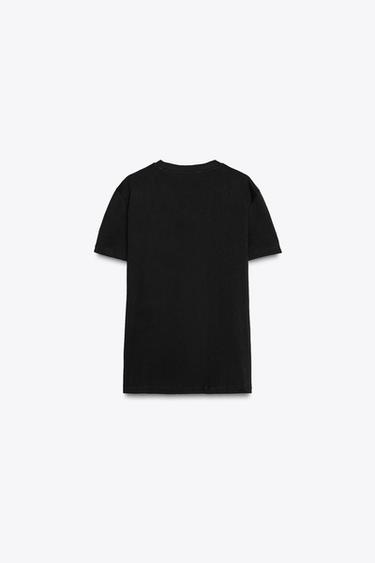 T-SHIRT EN COTON FINI ENZYMATIQUE - Noir de Zara - Image 5