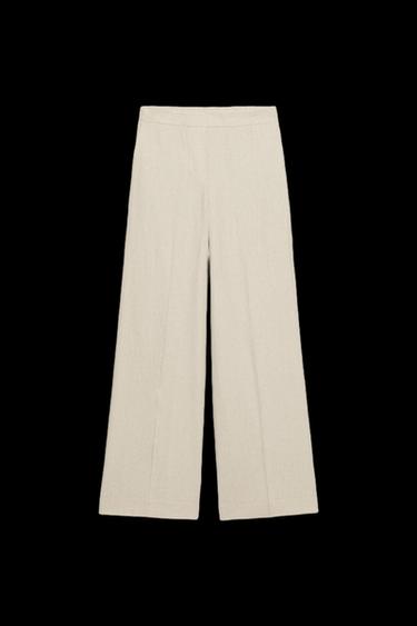 PANTALONI DRITTI LINO - Beige chiaro di Zara - Immagine 0