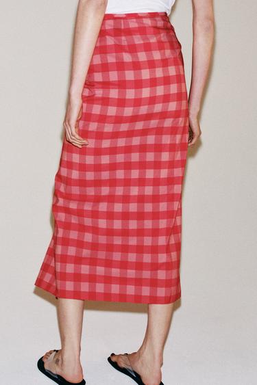 JUPE MIDI VOLANTS ZW COLLECTION - Rouge de Zara - Image 2