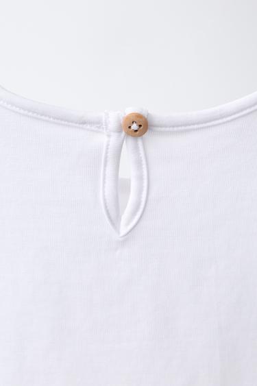 T-SHIRT BRODÉ EN CONTRASTE - Blanc de Zara - Image 3