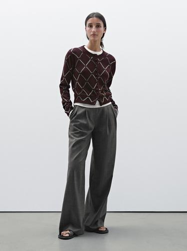 Cárdigan punto rombos mezcla lana - varios de Zara