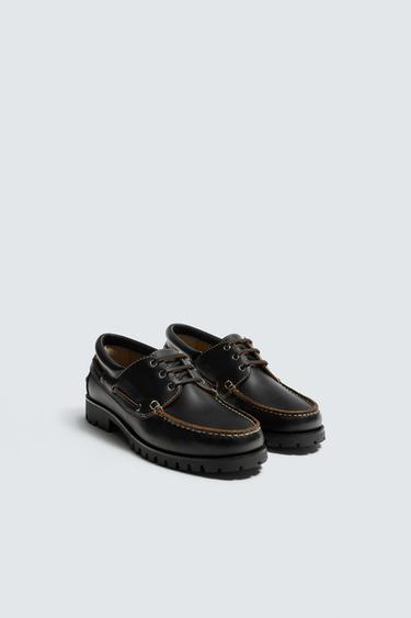 ZAPATO NÁUTICO PIEL - Negro de Zara