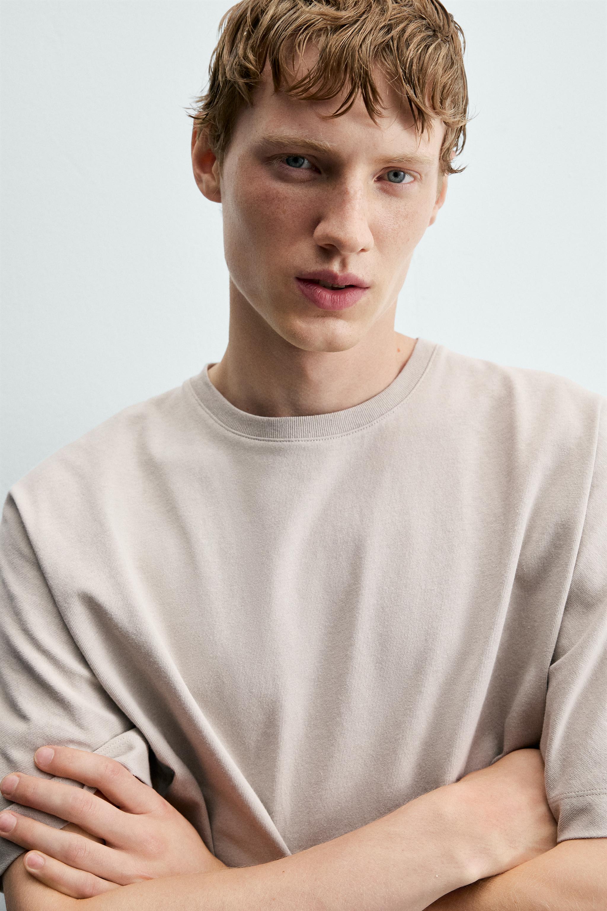 Мужские футболки Zara HEAVYWEIGHT BOXY FIT T-SHIRT — фото 6