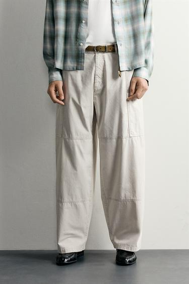 Zara 休閒版工裝長褲 - 淺灰色