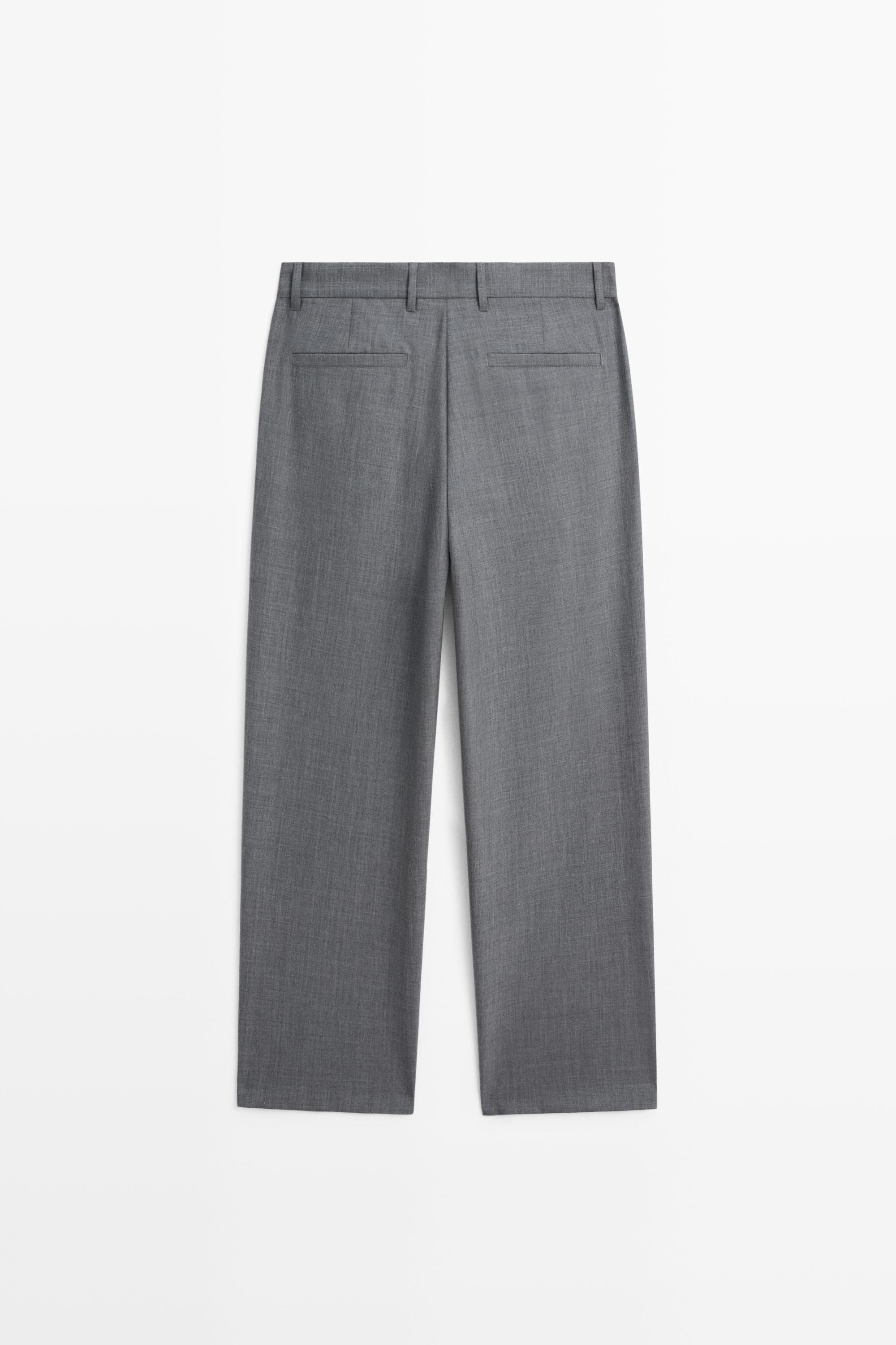 Pantalon relaxed fit à pinces en laine froide