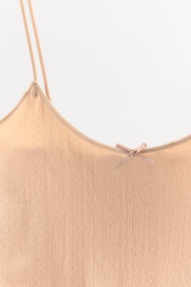 POINTELLE STRAPPY TOP WITH SATIN BOW - Pastel pink by Zara - Image 5