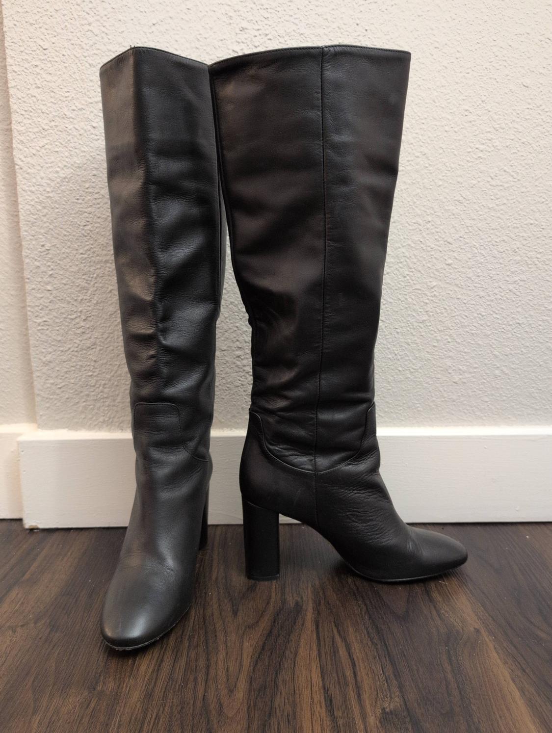 HEELED LEATHER KNEE HIGH BOOTS - Image 5