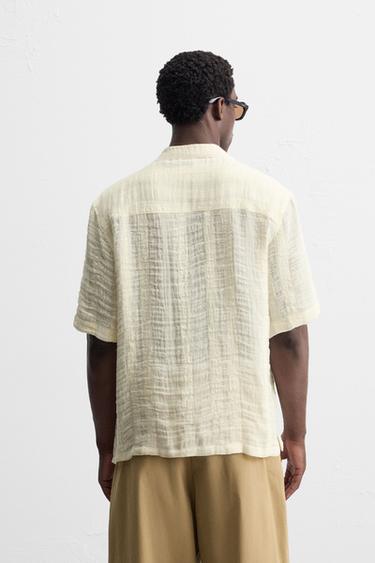 COTTON-LINEN JACQUARD SHIRT - Ecru by Zara - Image 2