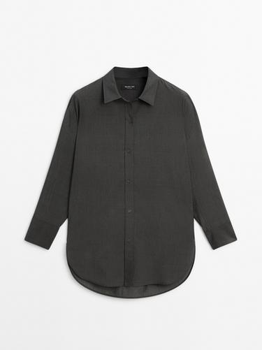 Chemisier oversize en coton mélangé - Gris anthracite de Zara
