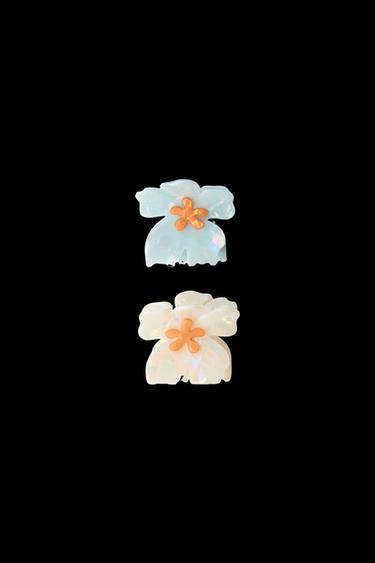 Zara PACK OF TWO FLOWER HAIR CLIPS - Ecru - Image 0