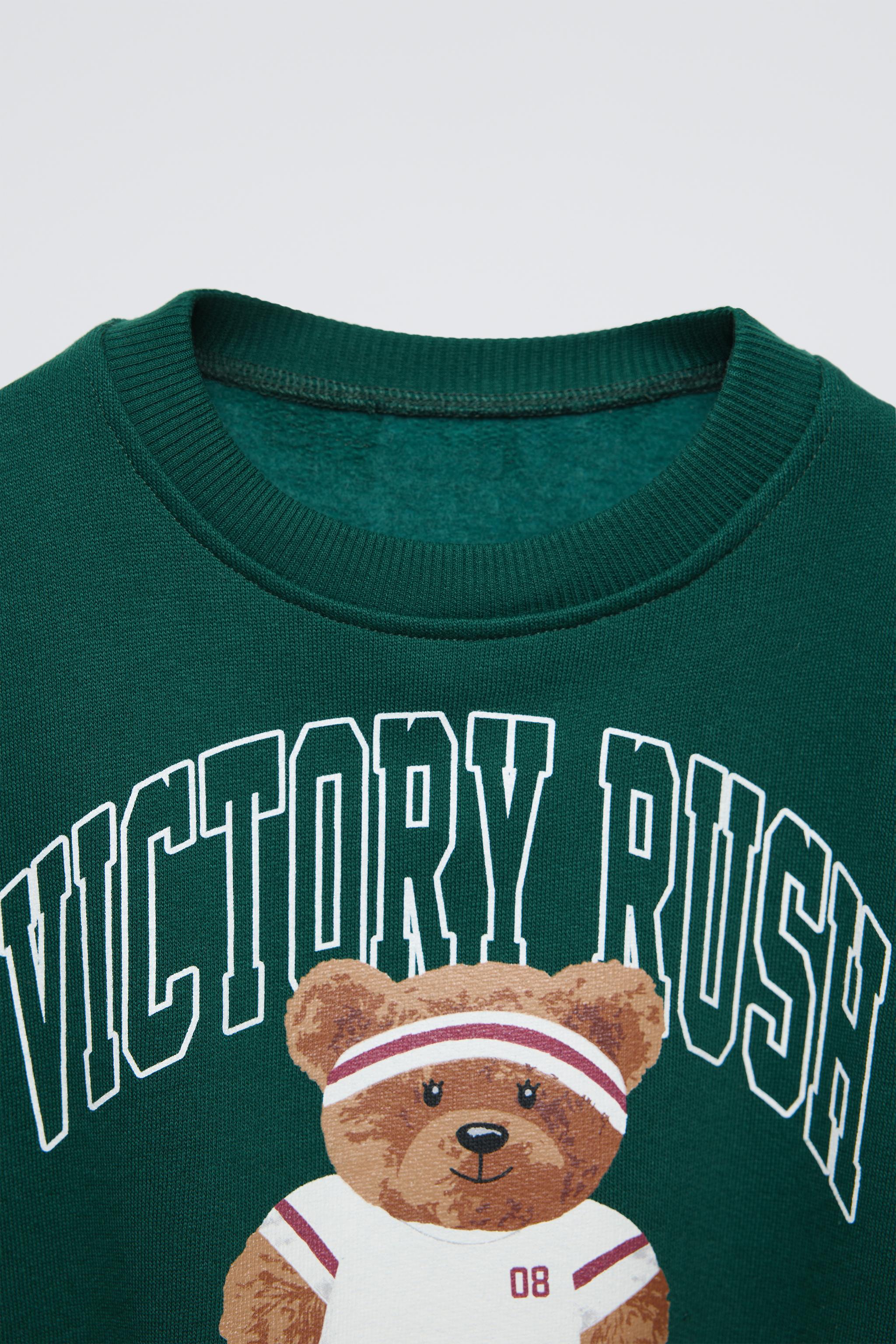 BEAR PRINT SWEATSHIRT - Mid-green | ZARA United States