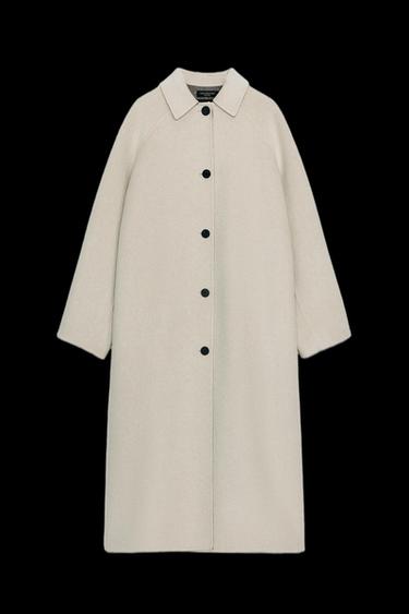 Zara ZW COLLECTION LIMITED EDITION LONG WOOL BLEND COAT - Ecru - Image 0