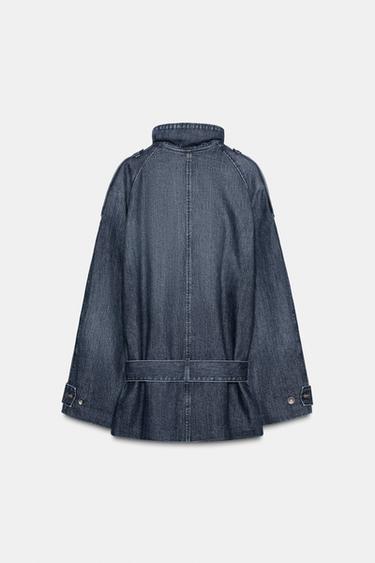 TRENCH MIDI EN JEAN TRF AVEC CEINTURE - Bleu marine de Zara - Image 9