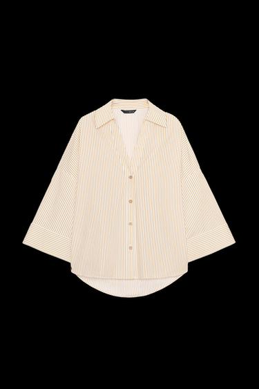 STRIPED POPLIN SHIRT WITH WIDE SLEEVES - Printed by Zara - Image 0