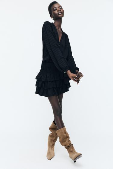 FRILLED MINI SKIRT - Black by Zara - Image 0