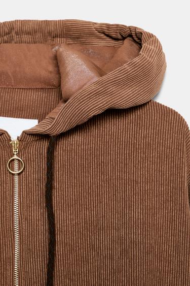 VESTE BOMBER À CAPUCHE - Marron clair de Zara - Image 6