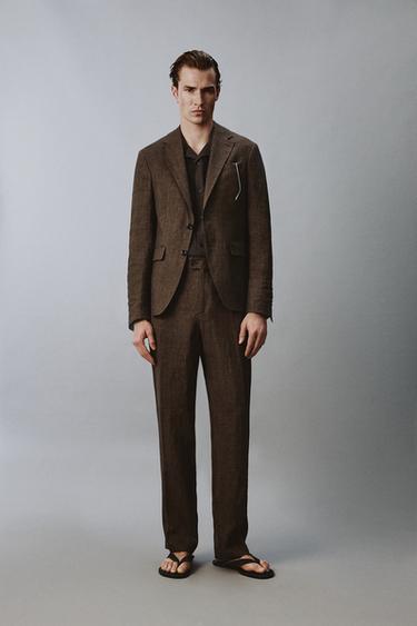 Zara REGULAR FIT PANTALONE OD 100% LANA ZA ODELO – tamnosmeđa – Slika 0