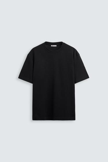 Zara BASIC REGULAR FIT T-SHIRT - Black