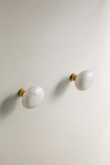 PACK OF OVAL MARBLE DOOR KNOBS (PACK OF 2) - white by Zara - Image 1