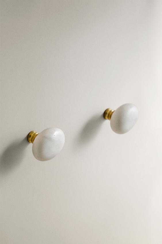LOT DE BOUTONS MEUBLE EN MARBRE OVALES (LOT DE 2) - blanc de Zara - Image 1