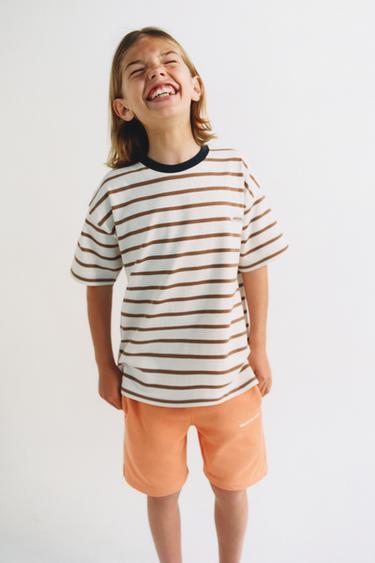 RAISED TEXT PLUSH BERMUDA SHORTS - Orange by Zara - Image 0