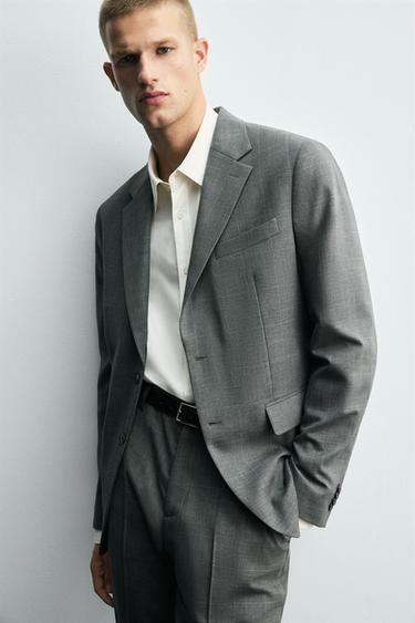 BLAZER DE COSTUME À CARREAUX - Gris chiné de Zara - Image 4