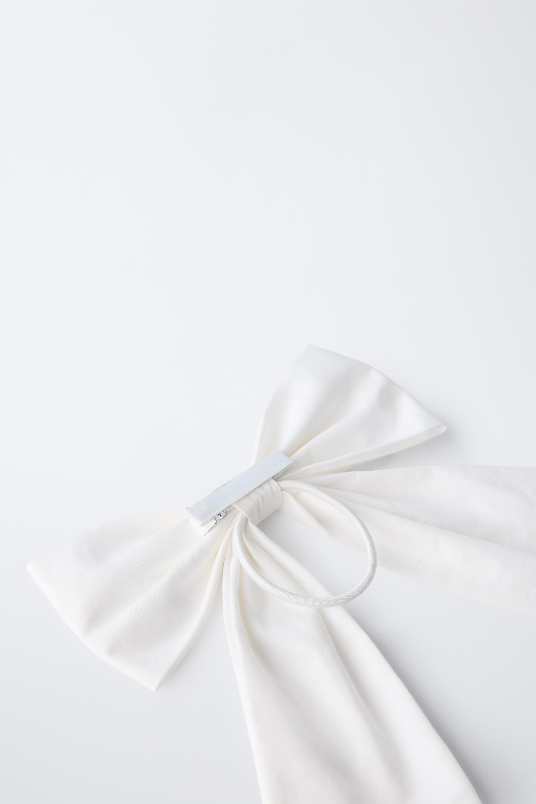 POPLIN BOW SCRUNCHIE WITH FLOWERS - White | ZARA Turkey