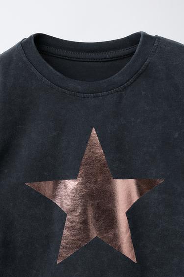 SHINY STAR T-SHIRT - Black by Zara - Image 2
