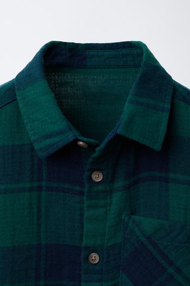 TEXTURED CHECK SHIRT - Blue / Green by Zara - Image 2