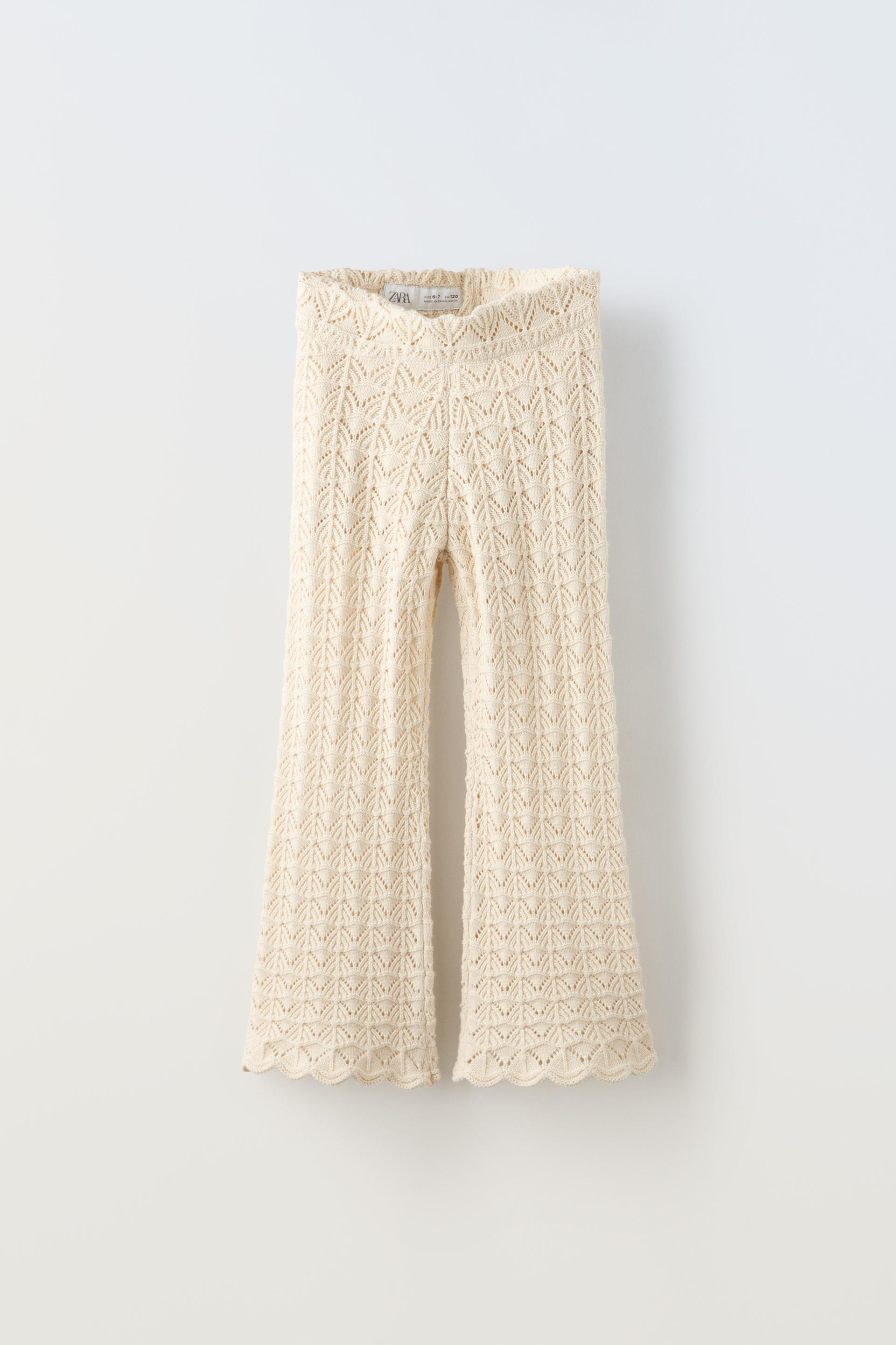 Zara Women's Crochet Pointelle Knit Crochet Pants Size Large Black Bloggers  Fave